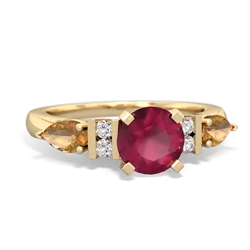 Ruby 6Mm Round Eternal Embrace Engagement 14K Yellow Gold ring R2005