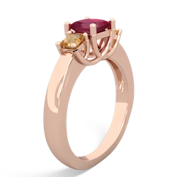 Ruby Three Stone Trellis 14K Rose Gold ring R4015