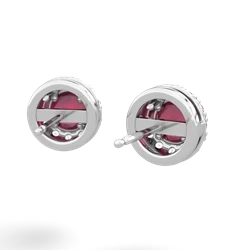 Ruby Diamond Halo 14K White Gold earrings E5370