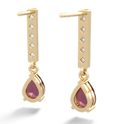 Ruby Art Deco Diamond Drop 14K Yellow Gold earrings E5324