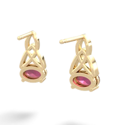 Ruby Celtic Trinity Knot 14K Yellow Gold earrings E2389