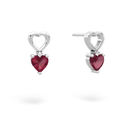 Ruby Four Hearts 14K White Gold earrings E2558
