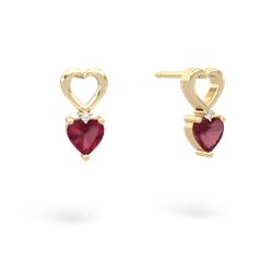 Ruby Four Hearts 14K Yellow Gold earrings E2558