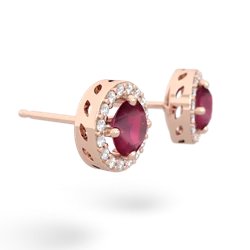 Ruby Halo 14K Rose Gold earrings E5320