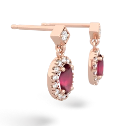 Ruby Antique-Style Halo 14K Rose Gold earrings E5720