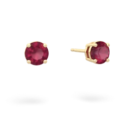 Ruby 5Mm Round Stud 14K Yellow Gold earrings E1785