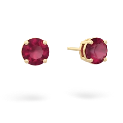 Ruby 6Mm Round Stud 14K Yellow Gold earrings E1786
