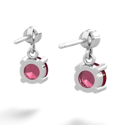 Ruby Diamond Drop 6Mm Round 14K White Gold earrings E1986