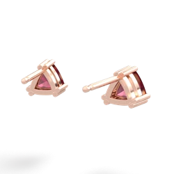 Ruby 5Mm Trillion Stud 14K Rose Gold earrings E1858