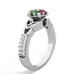 Ruby Celtic Knot Cluster Engagement 14K White Gold ring R26443RD