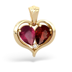 Ruby Two Become One 14K Yellow Gold pendant P5330