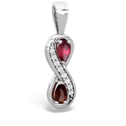 Ruby Diamond Infinity 14K White Gold pendant P5390