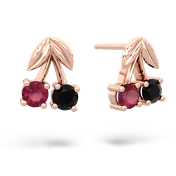Ruby Sweet Cherries 14K Rose Gold earrings E7001