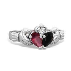 Ruby 'Our Heart' Claddagh 14K White Gold ring R2388