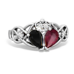 Ruby 'One Heart' Celtic Knot Claddagh 14K White Gold ring R5322