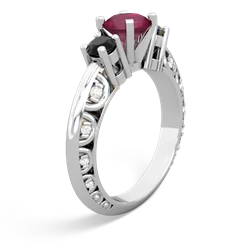 Ruby Art Deco Eternal Embrace Engagement 14K White Gold ring C2003