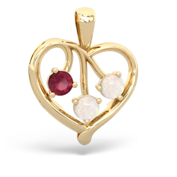 Ruby Glowing Heart 14K Yellow Gold pendant P2233