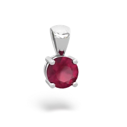 Ruby 6Mm Round Solitaire 14K White Gold pendant P1786