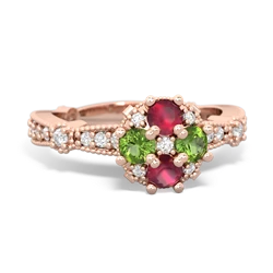 Ruby Sparkling Tiara Cluster 14K Rose Gold ring R26293RD