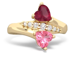 Ruby Heart To Heart 14K Yellow Gold ring R2064
