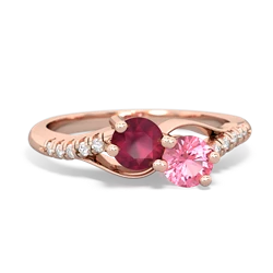 Ruby Infinity Pave Two Stone 14K Rose Gold ring R5285
