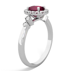 Ruby Antique-Style Halo 14K White Gold ring R5720
