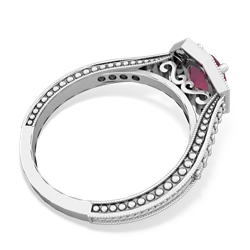 Ruby Art-Deco Starburst 14K White Gold ring R5520