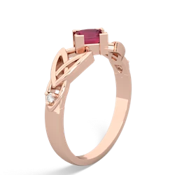 Ruby Celtic Knot Princess 14K Rose Gold ring R3349