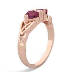 Ruby Celtic Knot Double Heart 14K Rose Gold ring R5040