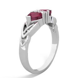 Ruby Celtic Knot Double Heart 14K White Gold ring R5040