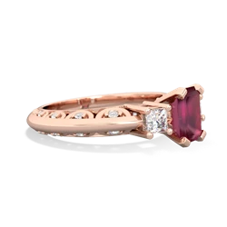 Ruby Art Deco Diamond 7X5 Emerald-Cut Engagement 14K Rose Gold ring R20017EM