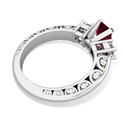 Ruby Art Deco Diamond 7X5 Emerald-Cut Engagement 14K White Gold ring R20017EM