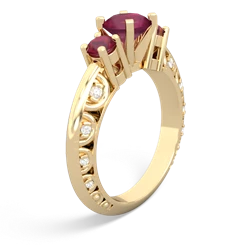 Ruby Art Deco Eternal Embrace Engagement 14K Yellow Gold ring C2003