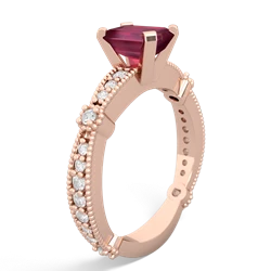 Ruby Sparkling Tiara 7X5mm Emerald-Cut 14K Rose Gold ring R26297EM