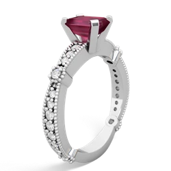 Ruby Sparkling Tiara 7X5mm Emerald-Cut 14K White Gold ring R26297EM