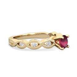 Ruby Infinity 5Mm Round Engagement 14K Yellow Gold ring R26315RD