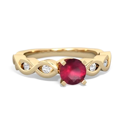 Ruby Infinity 5Mm Round Engagement 14K Yellow Gold ring R26315RD