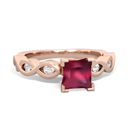 Ruby Infinity 5Mm Square Engagement 14K Rose Gold ring R26315SQ