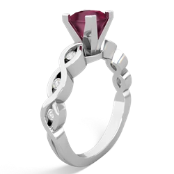 Ruby Infinity 5Mm Square Engagement 14K White Gold ring R26315SQ