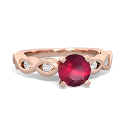 Ruby Infinity 6Mm Round Engagement 14K Rose Gold ring R26316RD