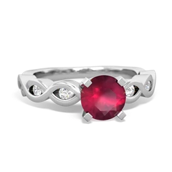Ruby Infinity 6Mm Round Engagement 14K White Gold ring R26316RD