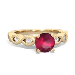 Ruby Infinity 6Mm Round Engagement 14K Yellow Gold ring R26316RD