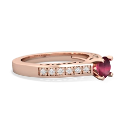 Ruby Art Deco Engagement 5Mm Round 14K Rose Gold ring R26355RD