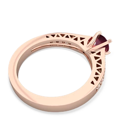 Ruby Art Deco Engagement 5Mm Round 14K Rose Gold ring R26355RD
