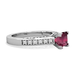 Ruby Art Deco Engagement 5Mm Square 14K White Gold ring R26355SQ