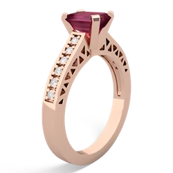 Ruby Art Deco Engagement 7X5mm Emerald-Cut 14K Rose Gold ring R26357EM