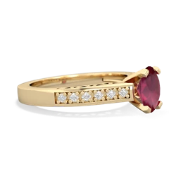 Ruby Art Deco Engagement 7X5mm Oval 14K Yellow Gold ring R26357VL