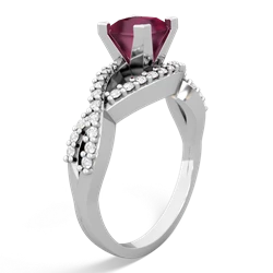 Ruby Diamond Twist 5Mm Square Engagment  14K White Gold ring R26405SQ