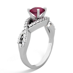 Ruby Diamond Twist 6Mm Round Engagment  14K White Gold ring R26406RD