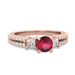 Ruby Classic 5Mm Round Engagement 14K Rose Gold ring R26435RD